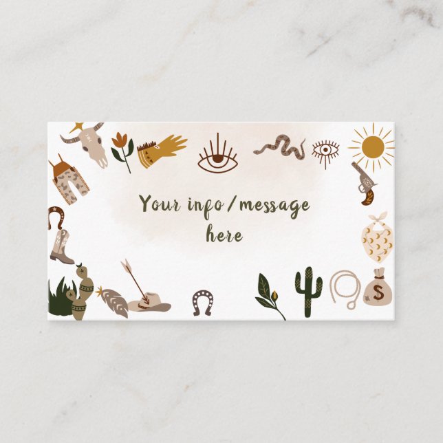 Wild west rodeo cowboy birthday enclosure card (Front)