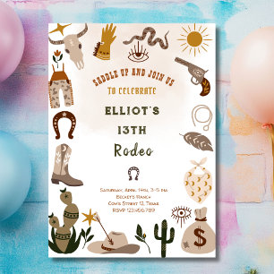 Wild west rodeo cowboy birthday invitation
