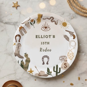 Wild west rodeo cowboy birthday paper plate