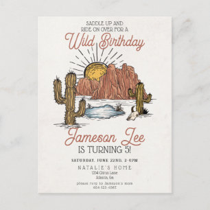 Wild West Rodeo cowboy birthday party invite Postcard