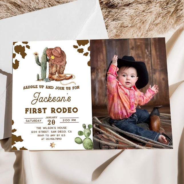 Wild West Rodeo Cowboy Birthday photo Invitation (Creator Uploaded)