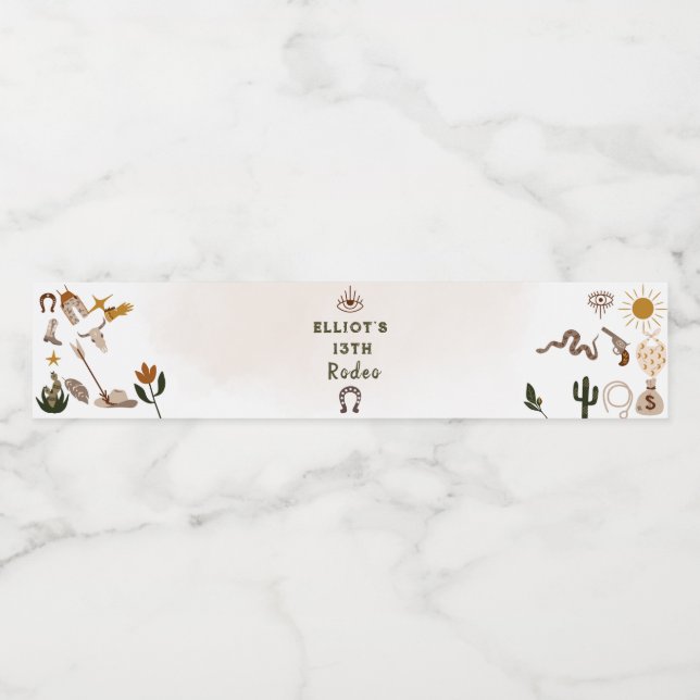 Wild west rodeo cowboy birthday water bottle label (Single Label)