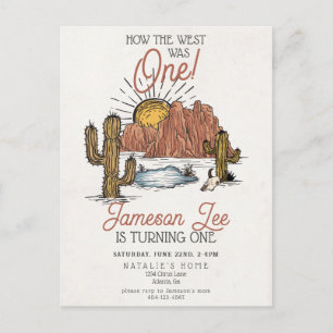 Wild West Rodeo cowboy first birthday party invite Postcard