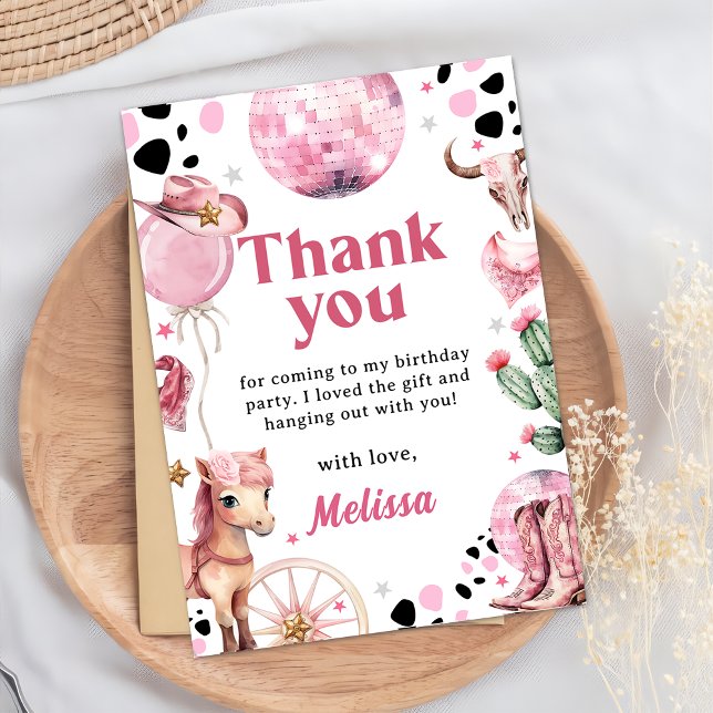 Wild West Rodeo Cowgirl Birthday Thank You Card (Creator Uploaded)