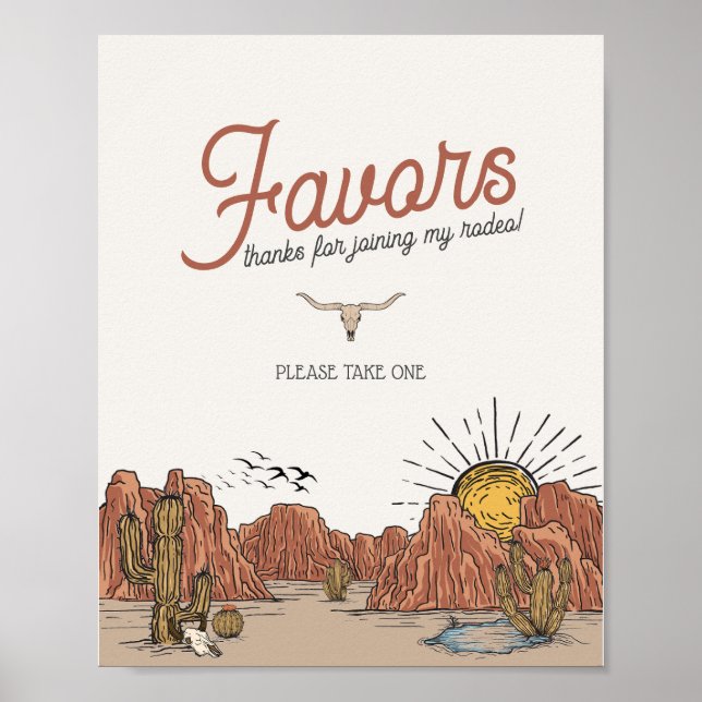 Wild West Rodeo favours party sign (Front)