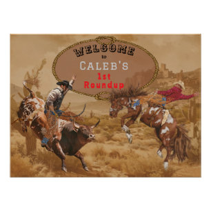 Wild West Rodeo Roundup Cowboy Welcome Sign