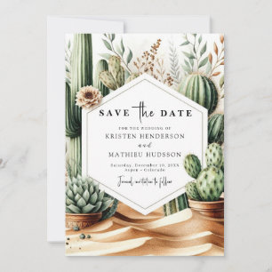 Wild West Romantic Cactus Wedding Save The Date