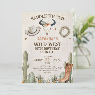 Wild West Shin-Dig Western Birthday Invitation