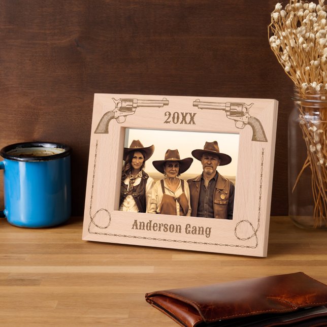 Wild West Six Gun Barbed Wire Novelty 7x5  Etched Frames (Creator Uploaded)