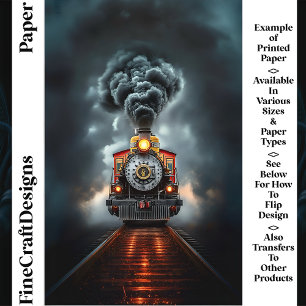 Wild West Steampunk Loco Train CJ6 Scrapbook Paper