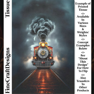 Wild West Steampunk Locomotive Train CJ6 Decoupage Tissue Paper