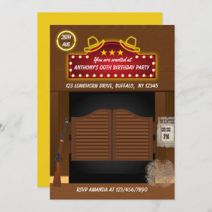 Wild West Themed Neon Birthday Party invitation