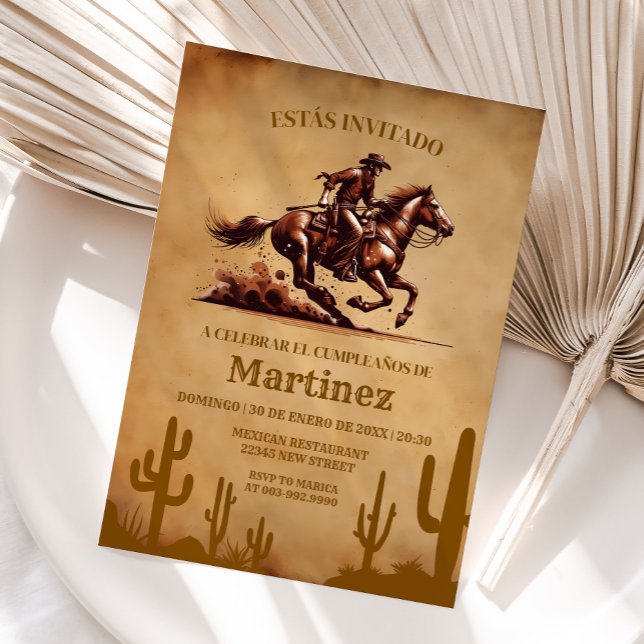  Wild West Vaquero Cowboy Birthday Spanish  Invitation (Creator Uploaded)