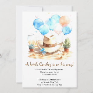 Wild West Watercolor Cowboy Baby Shower Invitation