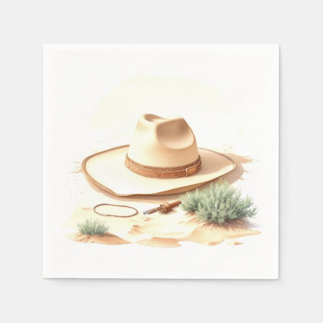 Wild West Watercolor Cowboy Baby Shower Napkin (Front)