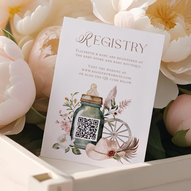 Wild West Western Baby Shower QR Code Registry Enclosure Card (Wild West Western Baby Shower QR Code Registry Enclosure Card)