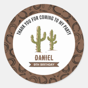 Wild West Western Birthday Classic Round Sticker