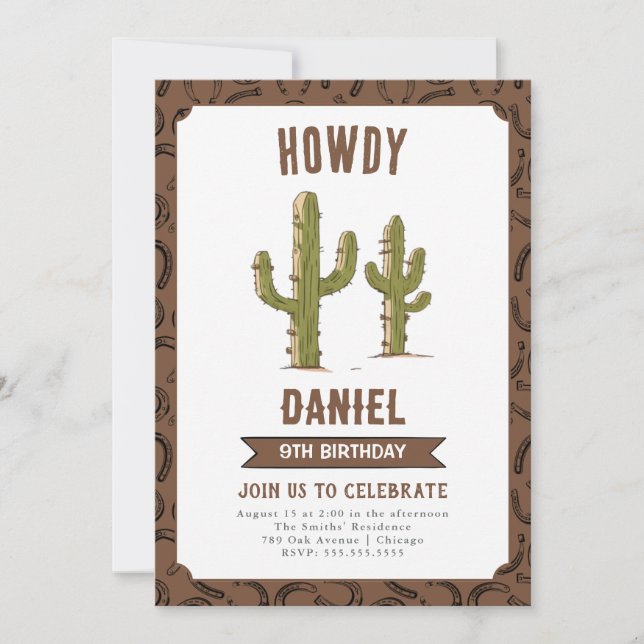 Wild West Western Birthday Party Invitation (Front)