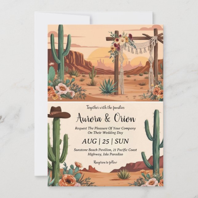 wild west western boho wedding invitations (Front)