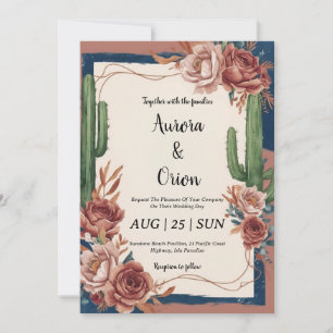 wild west western boho wedding invitations