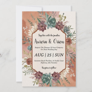 wild west western boho wedding invitations