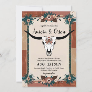 wild west western boho wedding invitations