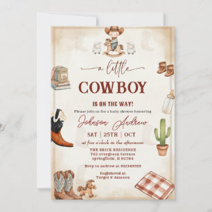 Wild West Western CowBoy Blue Baby Shower  Invitation