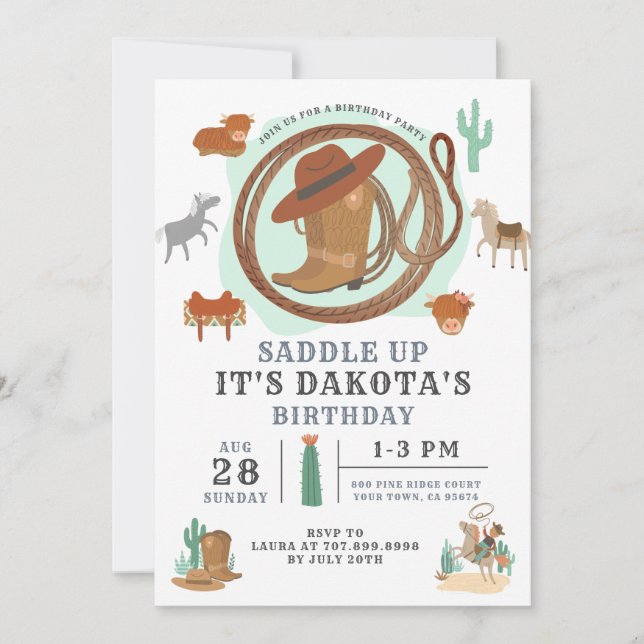 Wild West Western Cowboy Boy's Birthday Invitation (Front)