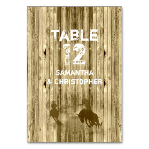 Wild west western cowboy wedding table number