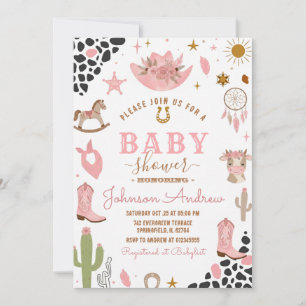 Wild West Western Cowgirl Baby Shower Rodeo Girl Invitation