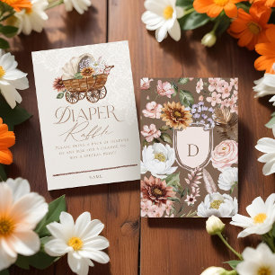 Wild West Western Floral Wagon Baby Diaper Raffle Enclosure Card