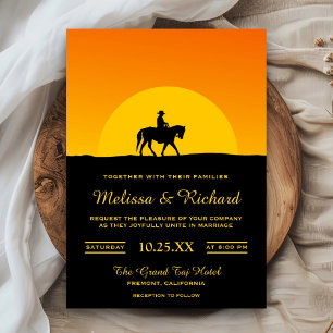 Wild West Western Sunset Cowboy Wedding Invitation