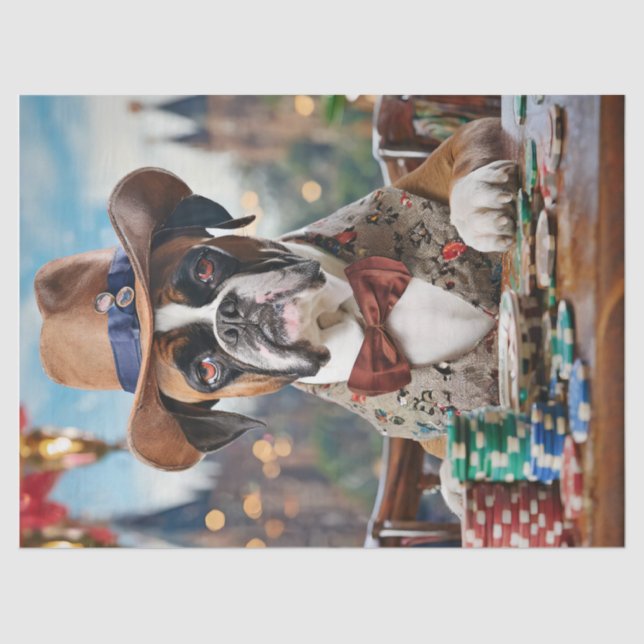 Wild West Willy, Boxer playing Poker Tissue Paper (Front)