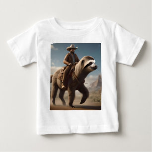 "Wild West Wonders: Cowboy Riding a Sloth Horse" Baby T-Shirt
