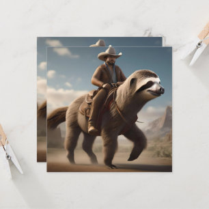 "Wild West Wonders: Cowboy Riding a Sloth Horse" Invitation