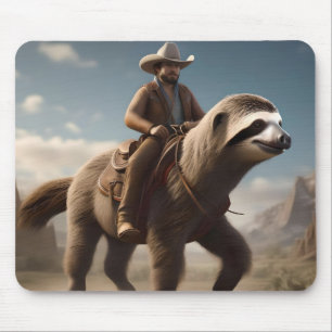 "Wild West Wonders: Cowboy Riding a Sloth Horse" Mouse Pad