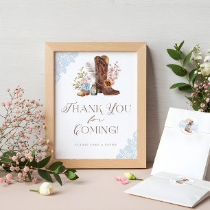 Wild Western Baby Boy Shower Thank You Favour Sign