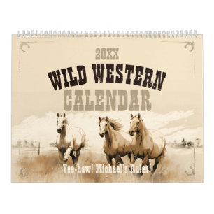 Wild Western! Editable men's gift Calendar
