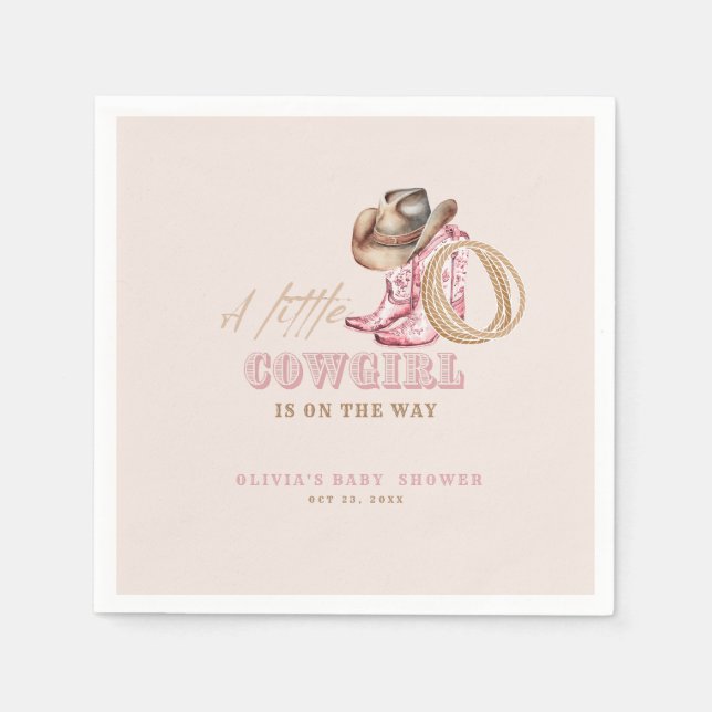 Wild Western Little Cowgirl Baby Shower Party   Napkin (Front)