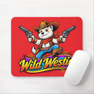 Wild Westie Cowboy Dog Design Mouse Pad