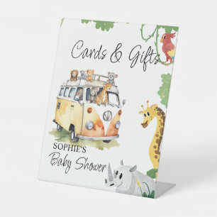 Wild Wheels Safari Animal Camper Van Cards & Gifts Pedestal Sign