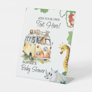 Wild Wheels Safari Animal Camper Van Customisable Pedestal Sign