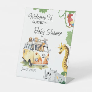 Wild Wheels Safari Animal Camper Van Welcome Pedestal Sign