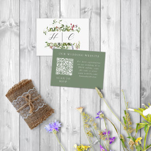 Wild Whimsical Blooms & Greenery Web QR RSVP Enclosure Card