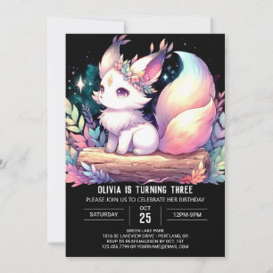 Wild Whimsical Fox Birthday digital  Invitation
