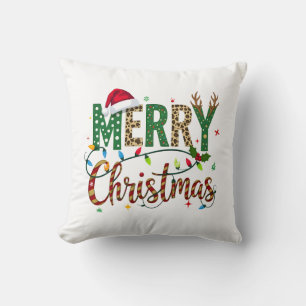 Wild Whimsical Merry Christmas Leopard Print Cushion
