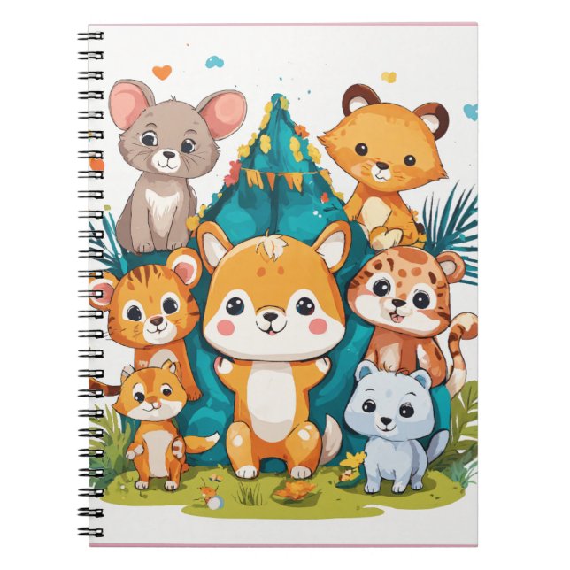 Wild & Whimsy: Playful Animal Pals Notebook (Front)