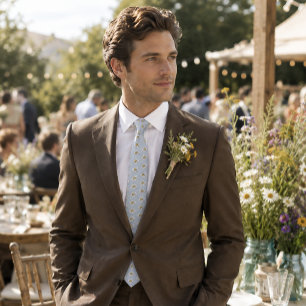 Wild White Daisy Blue Tie