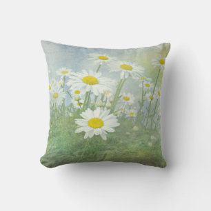 Wild White Daisy Field Cushion
