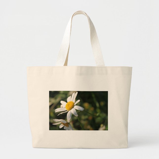 Wild white daisy flowers large tote bag (Front)